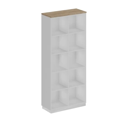 Стеллаж высокий двухрядный дуб гладстоун светлый (столешница, фасад, топ) / белый премиум (корпус) City/Bravo//, размер: 900x400x2034