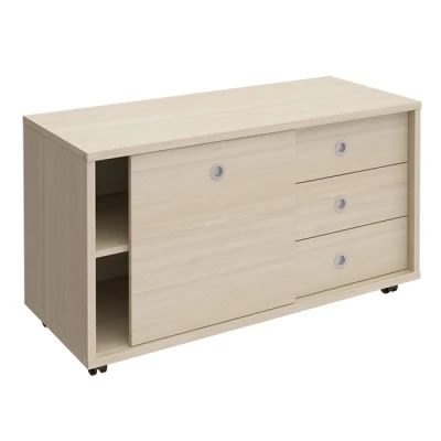 Тумба выкатная 3 ящика без замка дверь-купе ДСП дуб шамони Борн, размер: 1202x500x660