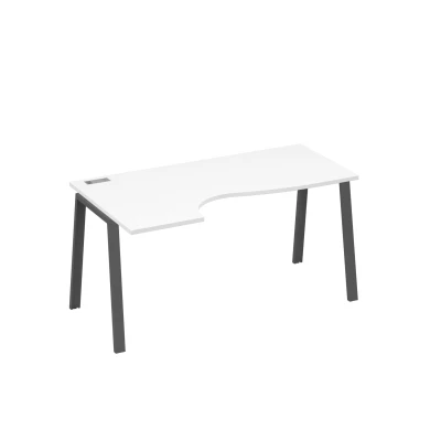 Стол эргономичный левый "Классика" на металлокаркасе TRE белый премиум / металлокаркас антрацит A4, размер: 1600x900x750